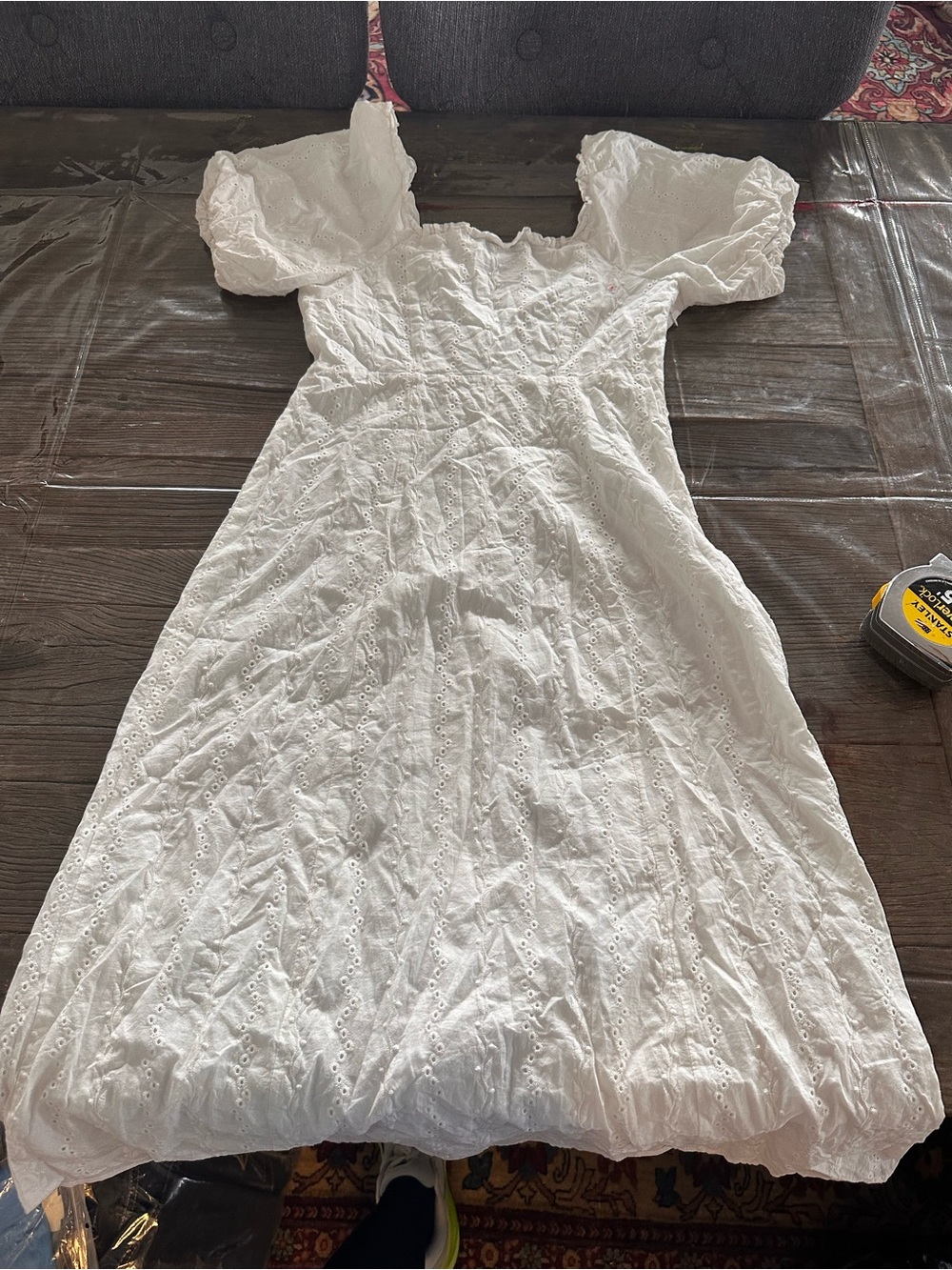 Only White Eyelet Midi Dress with Button Front - Picture 5 of 6